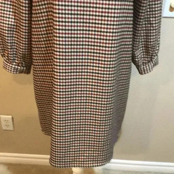 Zara Square Neck Puff Sleeves Plaid Mini Dress-Size L - Picture 6 of 9